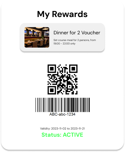 Scannable voucher rewards